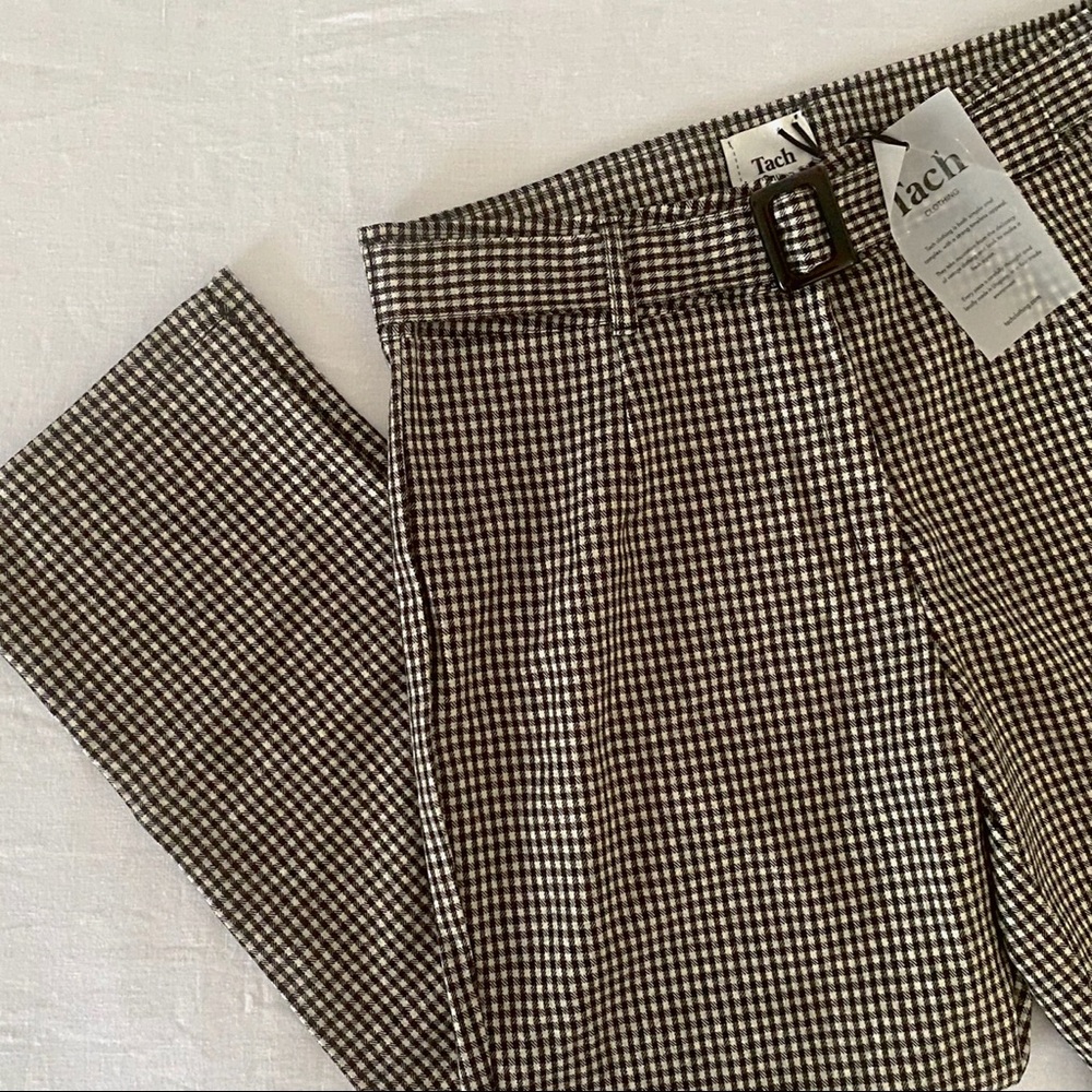 Tach Clothing High-Waist Portia Wool Pants in Brown Houndstooth / XL / NWT